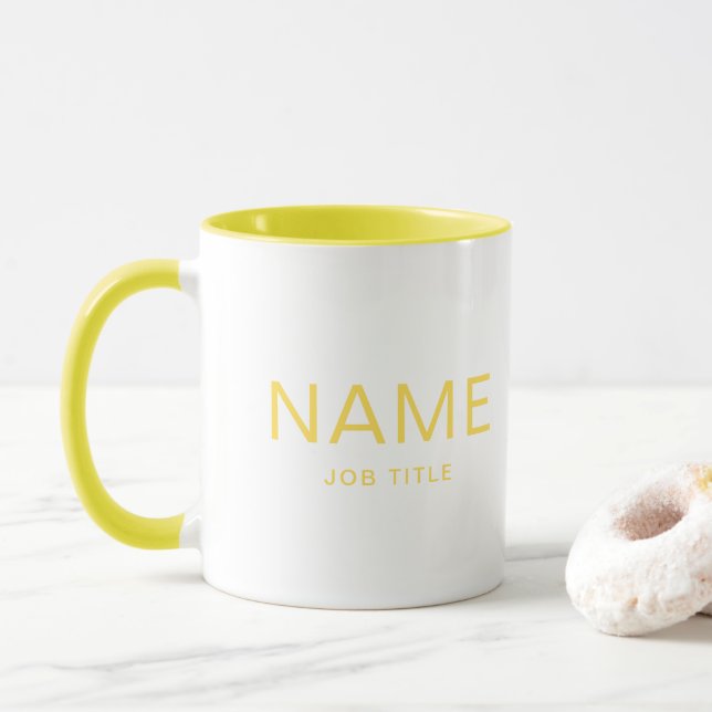 Personalized Solid Yellow Combo Mug with Your Name (With Donut)