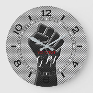 Personalized Solidarity Fist Carbon Fibre Decor Large Clock