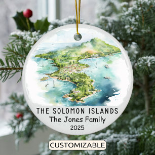 Personalized Solomon Islands Ornament, Oceania Ceramic Ornament