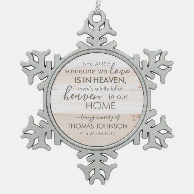 Personalized Someone In Heaven Snowflake Ornament (Front)
