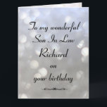 Personalized Son In Law Birthday Card<br><div class="desc">Stylish personalized Birthday Greeting Card for Son In Law</div>