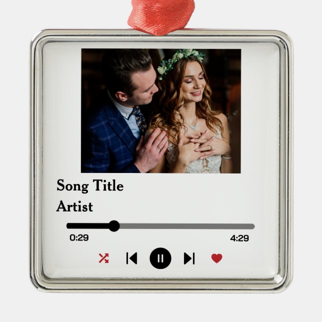 Personalized Song Lyrics Photo For The Couple Metal Ornament (Front)
