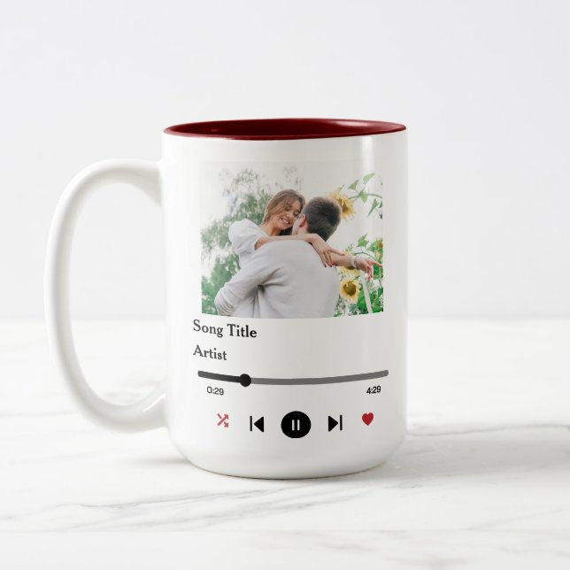 Personalized Song Lyrics Photo For The Couple Two-Tone Coffee Mug (Left)