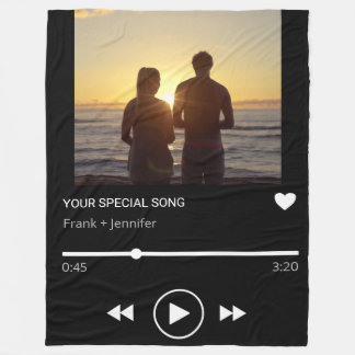 Personalized Song Name Playlist Couple Photo gift Fleece Blanket