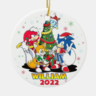 Personalized Sonic Ornament, Christmas 2022 Ceramic Ornament