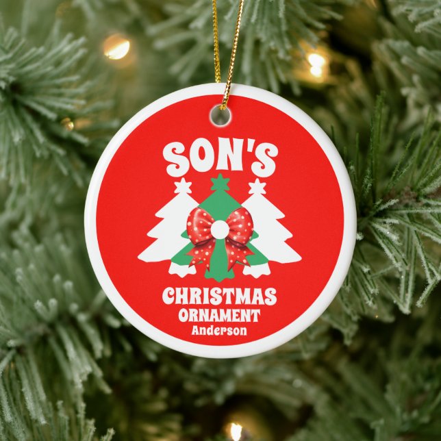 Personalized Son's Photo Christmas Tree Ornament (Tree)