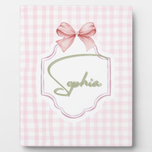 Personalized Sophia Baby Girl Nursery Bow&Gingham Plaque