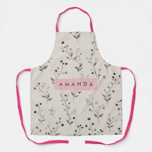 Personalized Sophisticated Neutral Flower Design Apron