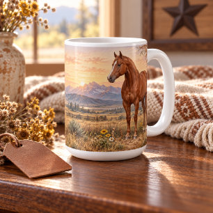 Personalized Sorrel Quarter Horse Western Sunrise Coffee Mug