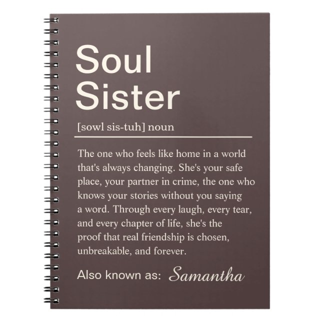 Personalized Soul Sister Definition Notebook (Front)