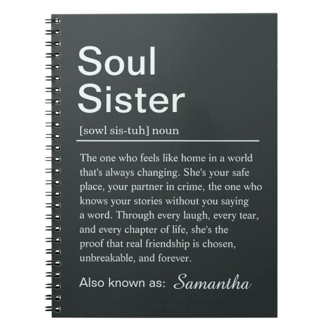 Personalized Soul Sister Definition Notebook (Front)