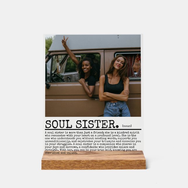 Personalized Soul Sister Definition With Photo Acrylic Sign (Front)