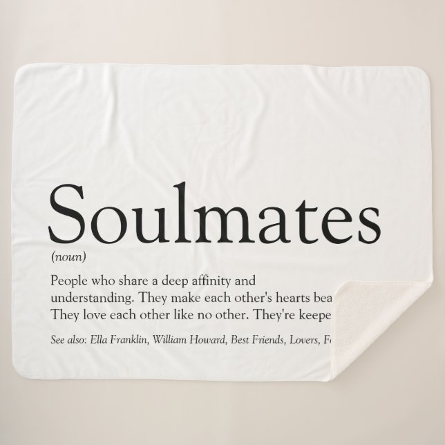 Personalized Soulmates Definition Black And White Sherpa Blanket (Front (Horizontal))