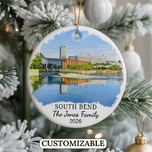 Personalized South Bend Ornament, Custom Indiana Ceramic Ornament