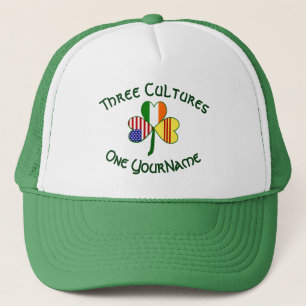 Personalized South Vietnam Ireland USA Shamrock Trucker Hat