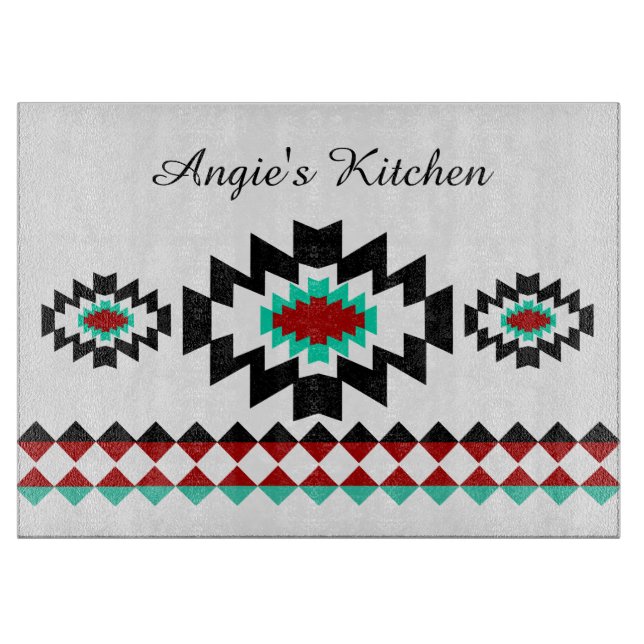 Personalized Southwest Aztec Native Tribal Design Cutting Board (Front)