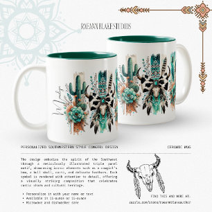 Personalized Southwestern Style Cowgirl Design  Two-Tone Coffee Mug