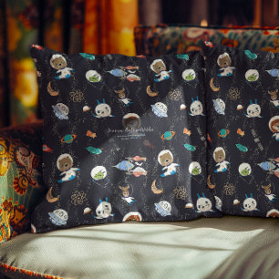 Personalized Space Animals Throw Pillow