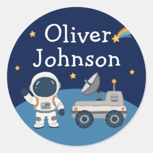 Personalized Space Astronaut Planet Name Classic Round Sticker