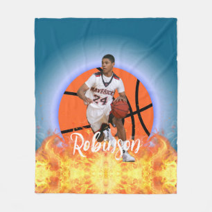 Personalized  Space Basketball Player Photo  Fleece Blanket