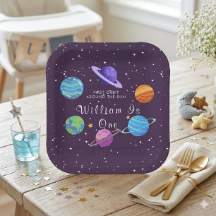 Personalized Space Birthday Paper Plates Solar Sys