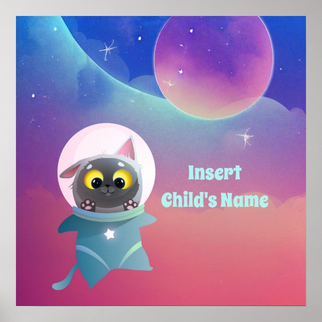 Personalized Space Cat Poster (Front)