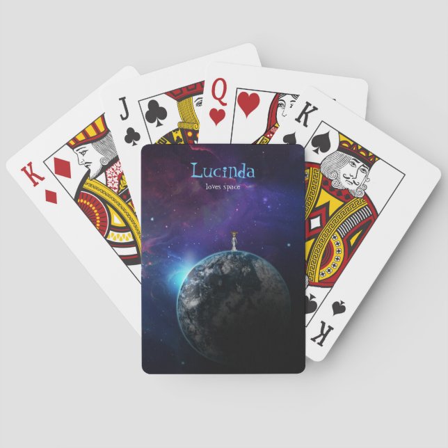 Personalized Space galaxy stars and planets Playing Cards (Back)