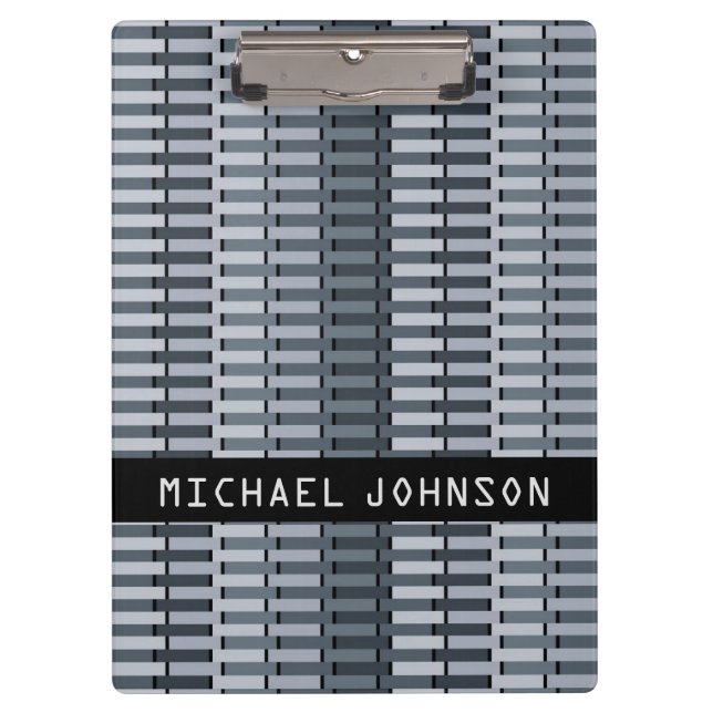 Personalized Space Grey Contemporary Art Pattern Clipboard (Front)