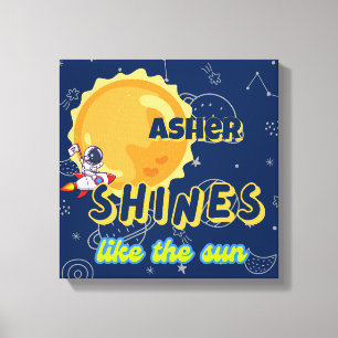 Personalized Space Kids Affirmation Nursery Deco  Canvas Print