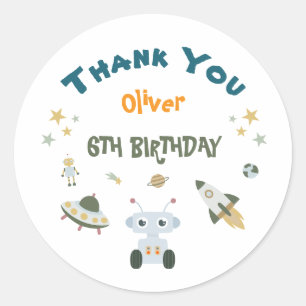 Personalized Space Kids Thank You Astronaut Classic Round Sticker