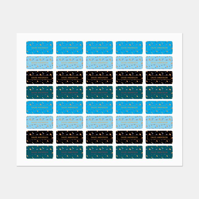 Personalized Space Name Labels neutral Set (Sheet)