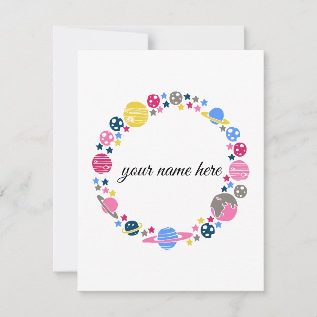 Personalized Space Notecards for Girls (Front)