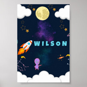 Personalized Space Nursery Wall Art