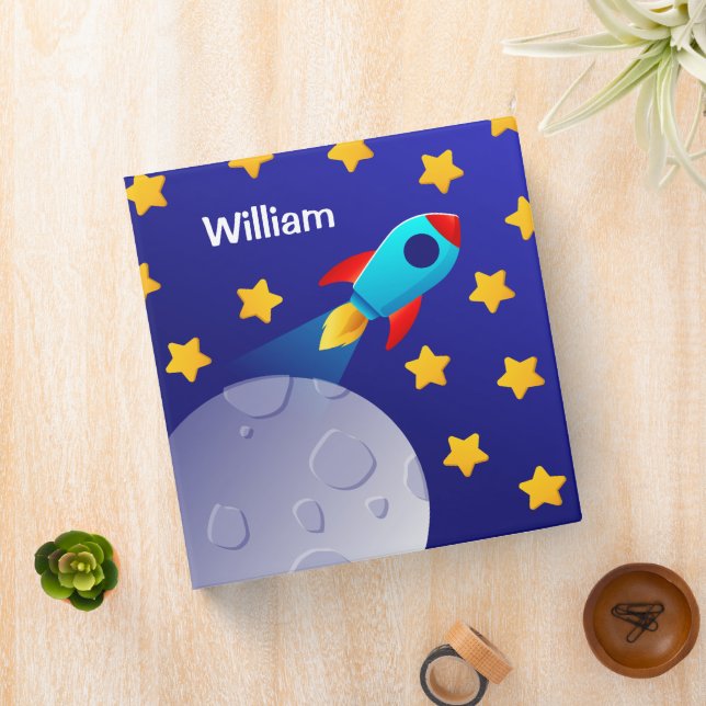 Personalized Space Rocket Back to School Binder (In Situ)