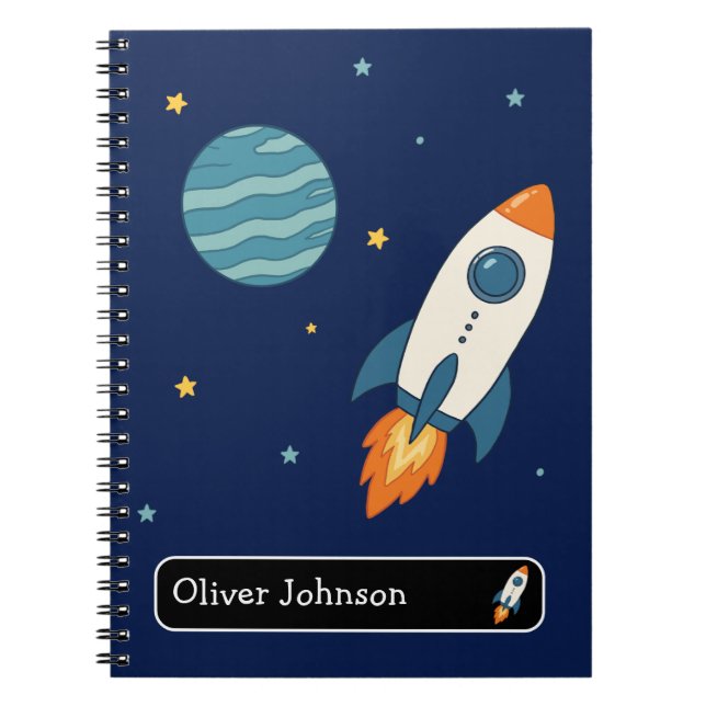 Personalized Space Rocket Name School Notebook (Front)