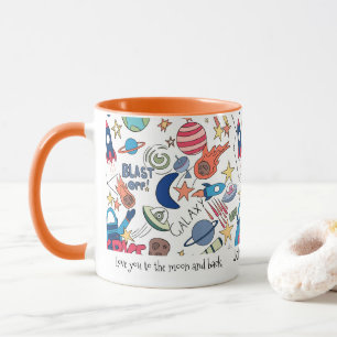 Personalized Space Theme Doodles for Kids  Mug