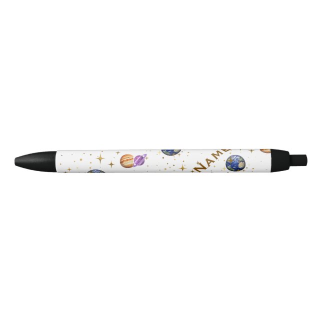 Personalized Space Theme Planets & Stars Name Pen" Black Ink Pen (Front)
