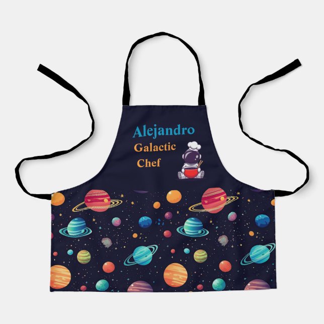Personalized Space-Themed Galactic Chef Childs Apron (Front)