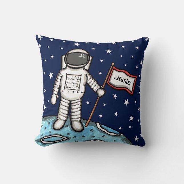 Personalized Spaceman Astronaut Cosmonaut Cushion (Front)