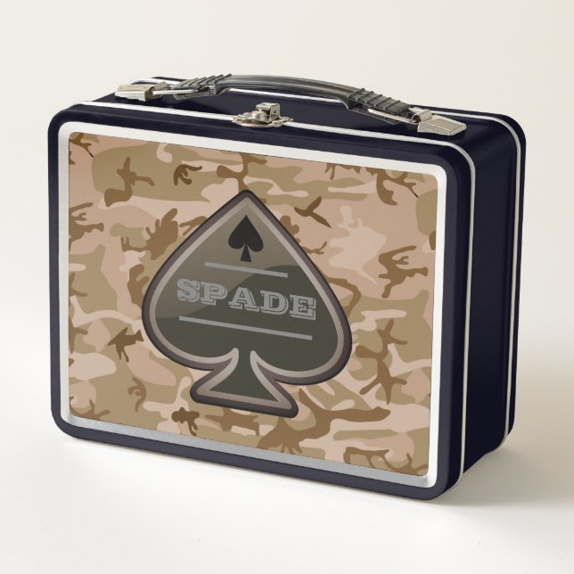 Personalized Spade Desert Camo Metal Lunch Box (Front)