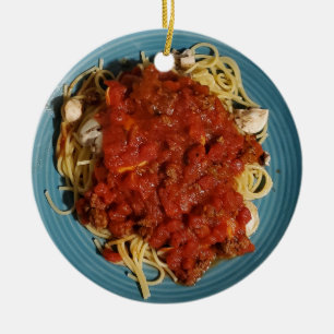 Personalized Spaghetti Christmas Ceramic Ornament