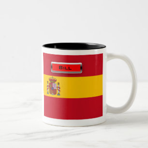 Personalized Spain Flag Coat of Arms 2-Tone Mug