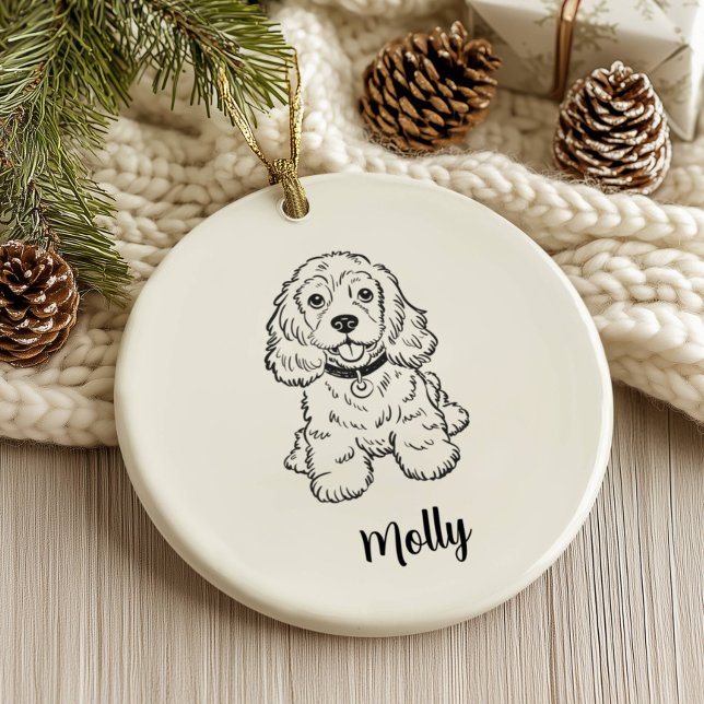 Personalized Spaniel Dog Christmas Ceramic Ornament (Creator Uploaded)