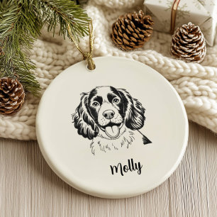 Personalized Spaniel Dog Christmas Ceramic Ornament