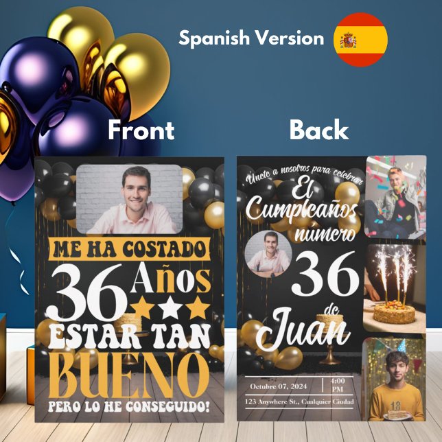 Personalized Spanish Birthday Custom Age Birthday Invitation (Creator Uploaded)