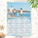 Personalized Spanish Calendar 2025 Photo Magnet<br><div class="desc">This coastal blue 2025 magnetic calendar in Spanish has Mondays as the first days of the week. It's easy to personalize and customize with your family name and own photo to create practical gifts. Click "Personalize this template" and change the photo to get the result with the same stylish frame-look...</div>