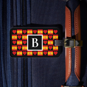 Personalized Spanish Flag Spain Custom Letter Luggage Tag