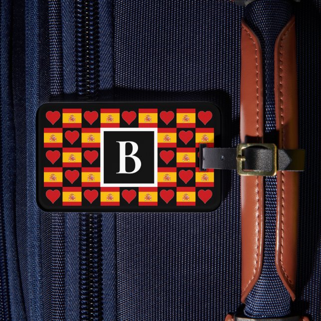 Personalized Spanish Flag Spain Custom Letter Luggage Tag (Front Insitu 4)