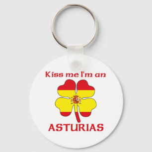 Personalized Spanish Kiss Me I'm Asturias Keychain