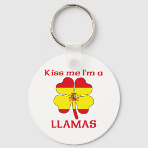 Personalized Spanish Kiss Me I'm Llamas Keychain